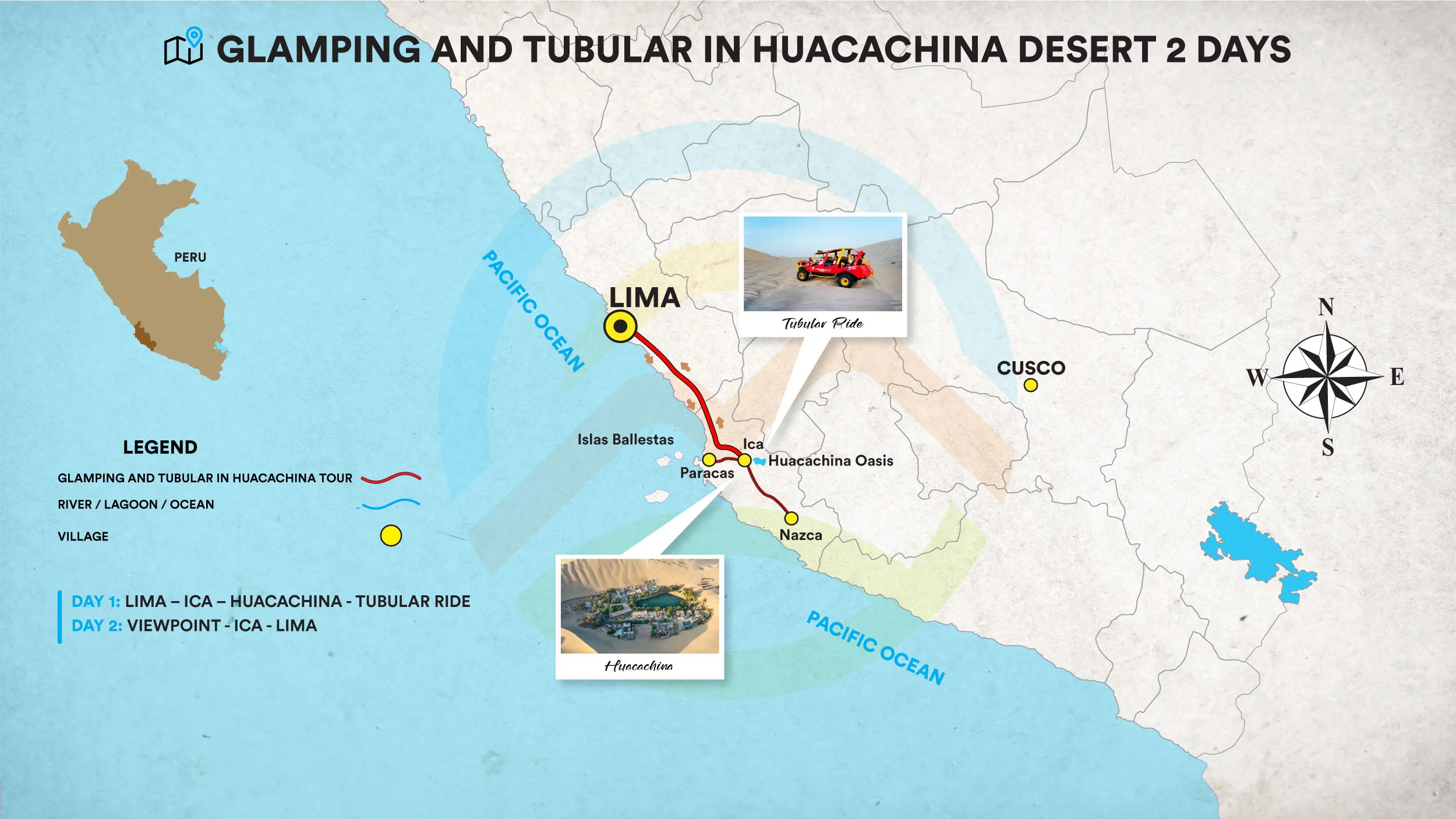 Glamping and Tubular in Huacachina Desert 2 Days